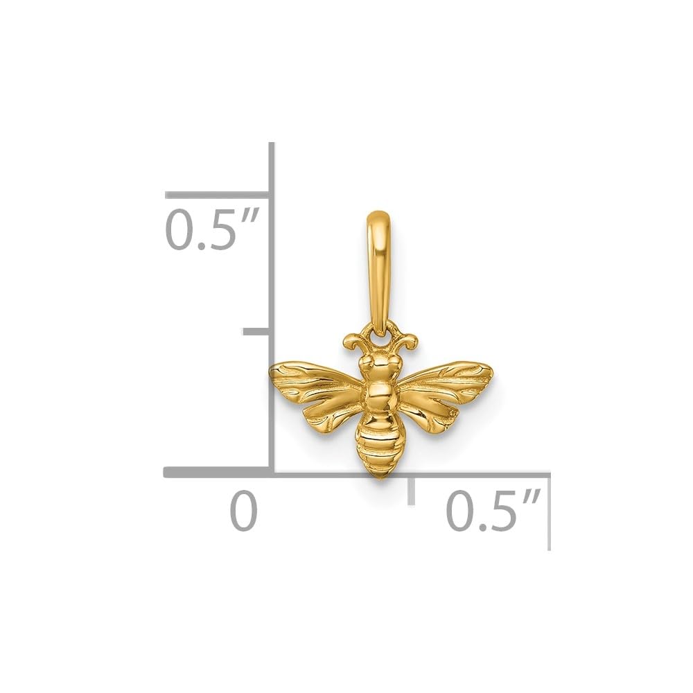 14k Yellow Gold Polished Bee Pendant, 12x10 mm - JewelryAffairs