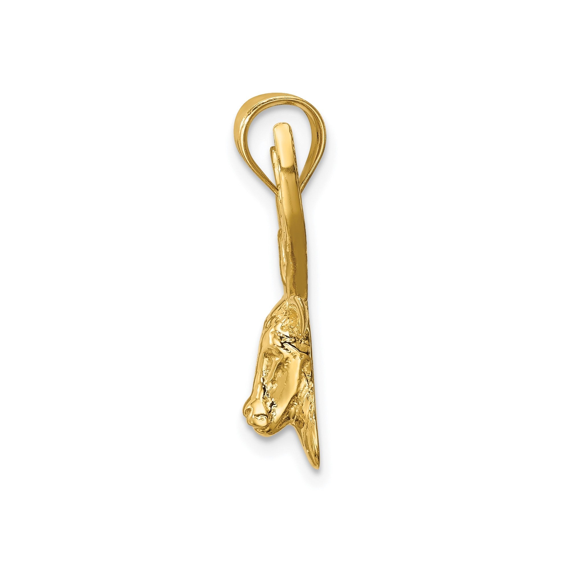 14k Yellow Gold Polished Deer Head Pendant, 23x18mm - JewelryAffairs