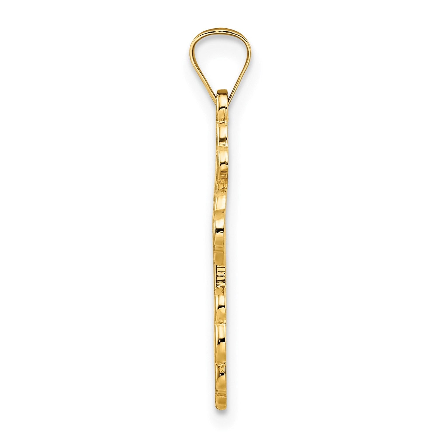 14K Yellow Gold Polished Eastern Orthodox Blue Enamel Solid Cross Pendant - JewelryAffairs
