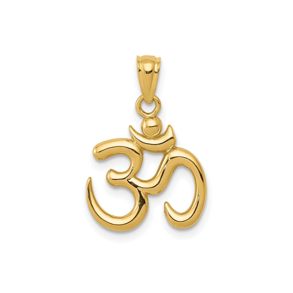 14k Yellow Gold Polished Om Symbol Pendant, 0.5 Inch Diameter - JewelryAffairs
