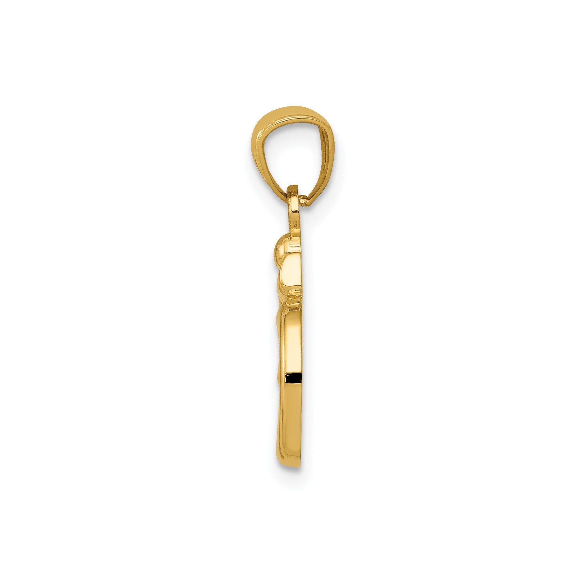 14k Yellow Gold Polished Om Symbol Pendant, 0.5 Inch Diameter - JewelryAffairs