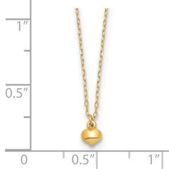 14K Yellow Gold Puffed Heart Pendant Necklace, 16.5 inches