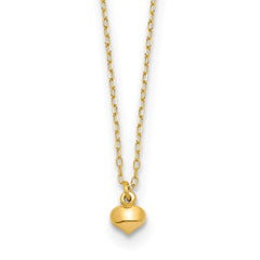 14K Yellow Gold Puffed Heart Pendant Necklace, 16.5 inches