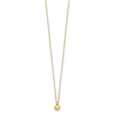 14K Yellow Gold Puffed Heart Pendant Necklace, 16.5 inches