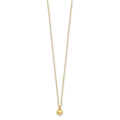 14K Yellow Gold Puffed Heart Pendant Necklace, 16.5 inches