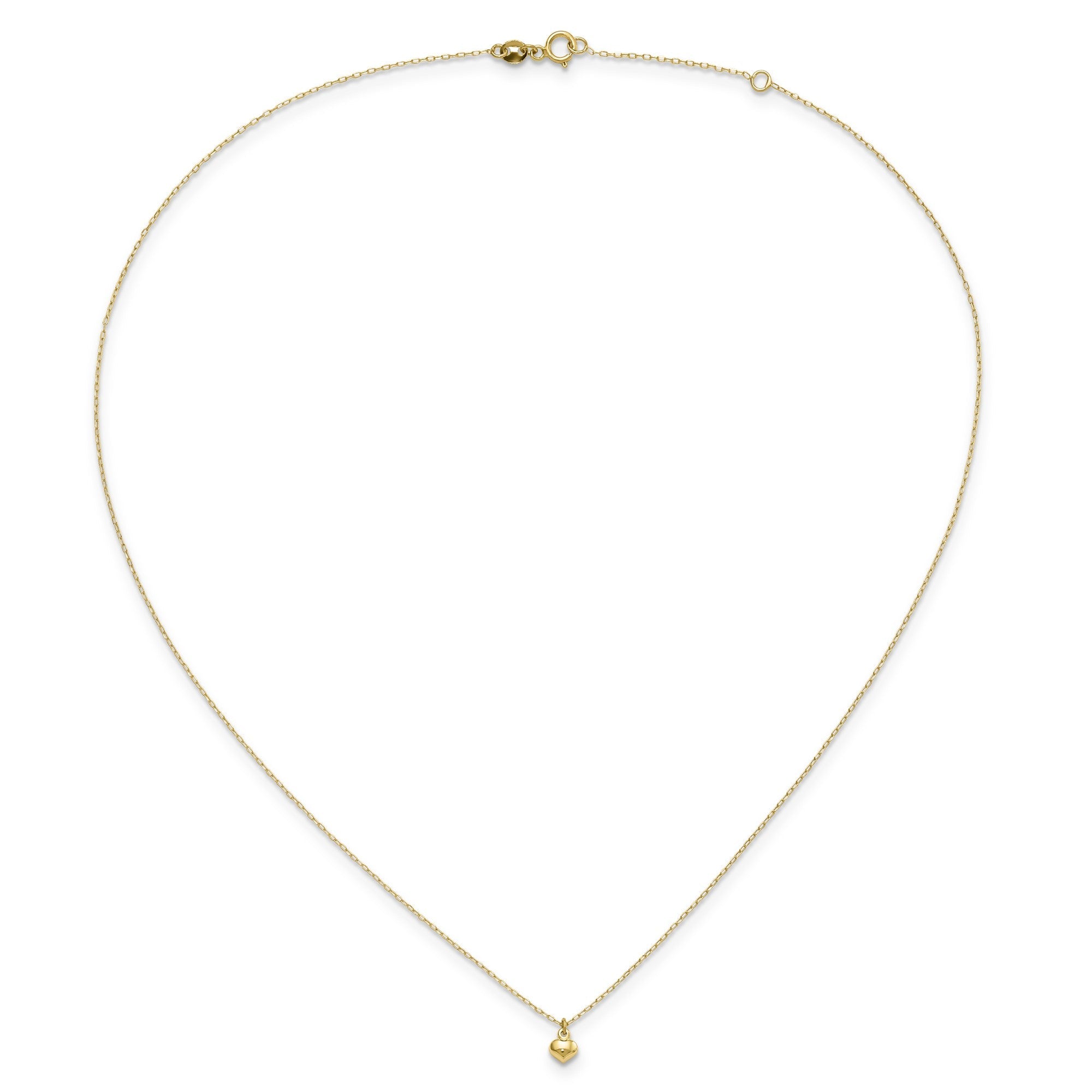 14K Yellow Gold Puffed Heart Pendant Necklace, 16.5 inches