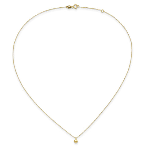 14K Yellow Gold Puffed Heart Pendant Necklace, 16.5 inches