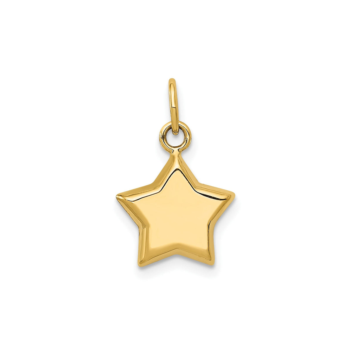 14k Yellow Gold Puffed Star Pendant, 18x11mm - JewelryAffairs