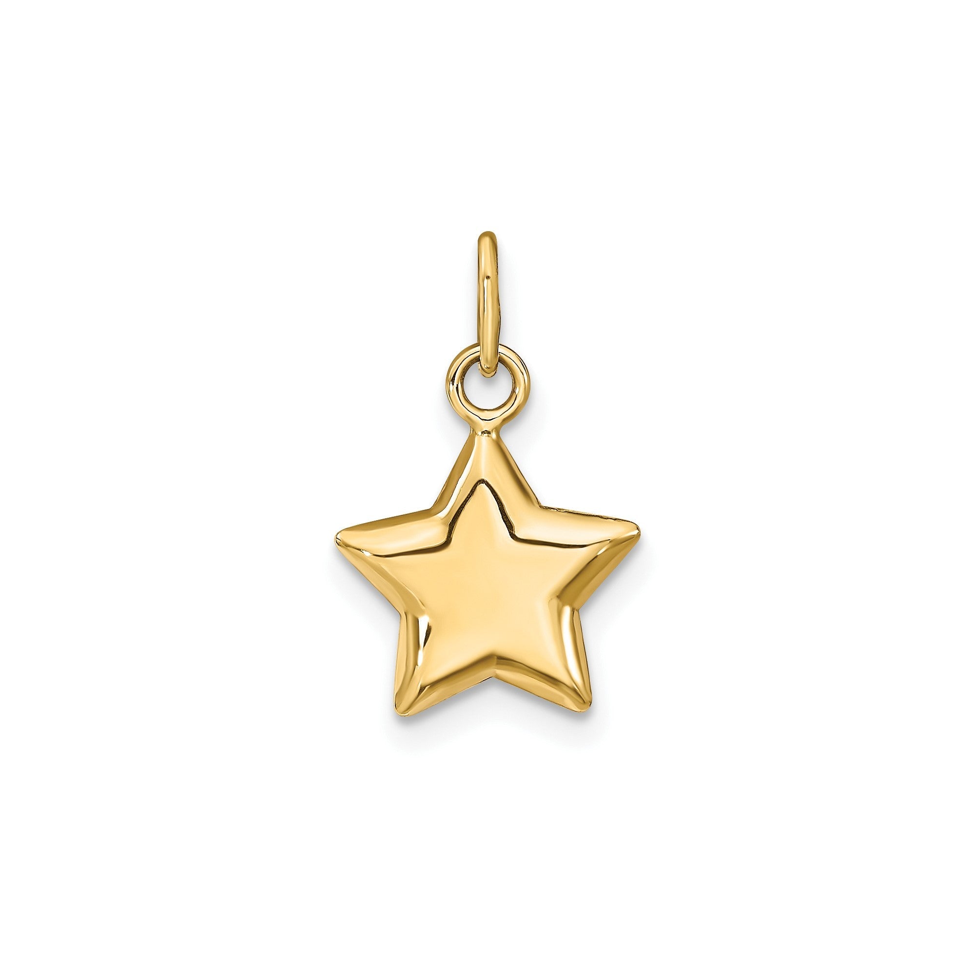 14k Yellow Gold Puffed Star Pendant, 18x11mm - JewelryAffairs