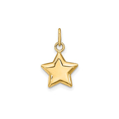 14k Yellow Gold Puffed Star Pendant, 18x11mm - JewelryAffairs