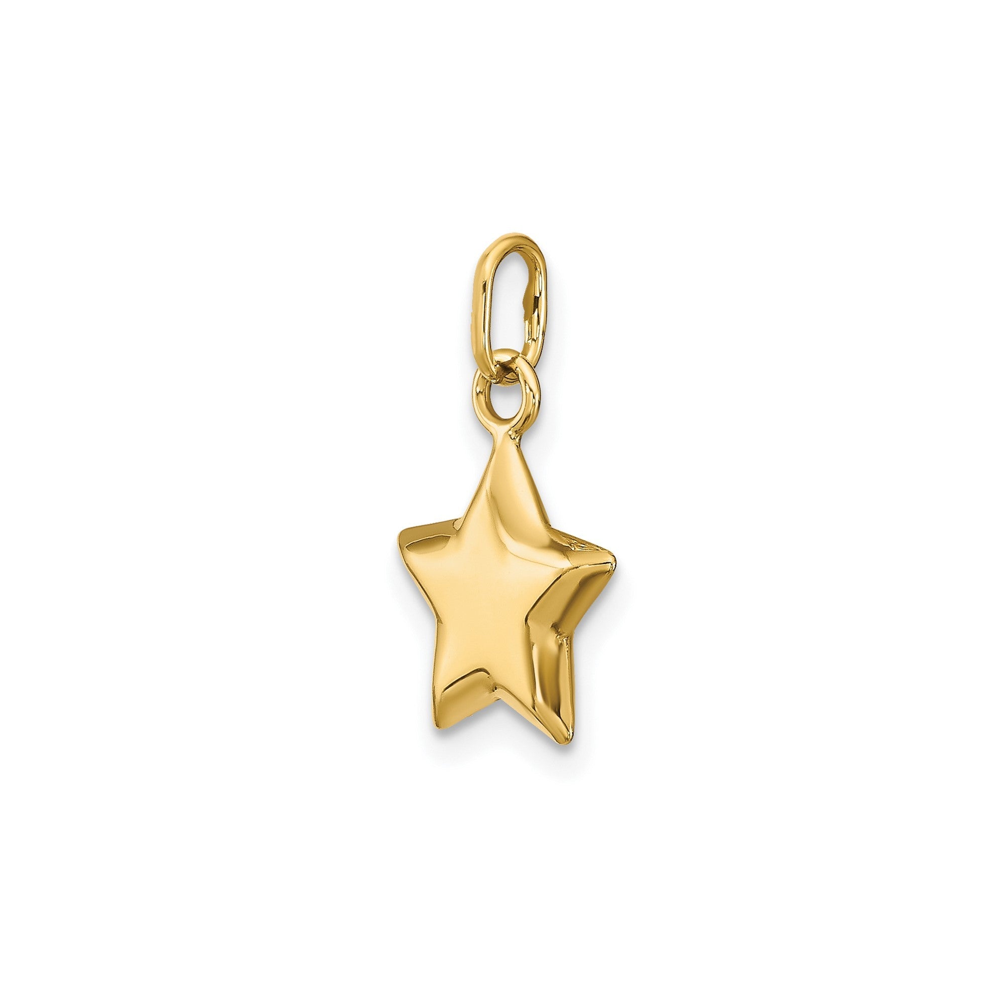 14k Yellow Gold Puffed Star Pendant, 18x11mm - JewelryAffairs
