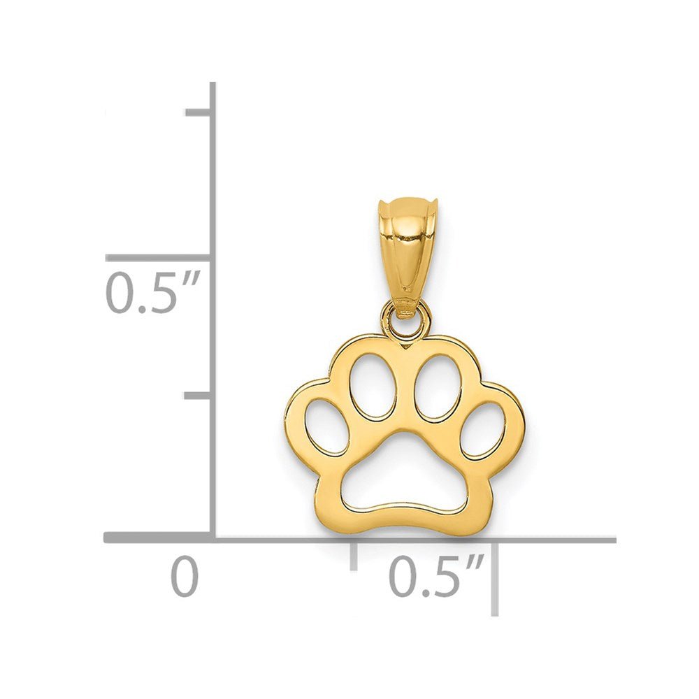 14K Yellow Gold Puppy Dog Paw Pendant, 12x12 - JewelryAffairs
