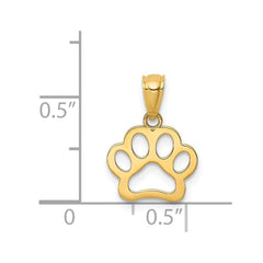 14K Yellow Gold Puppy Dog Paw Pendant, 12x12 - JewelryAffairs