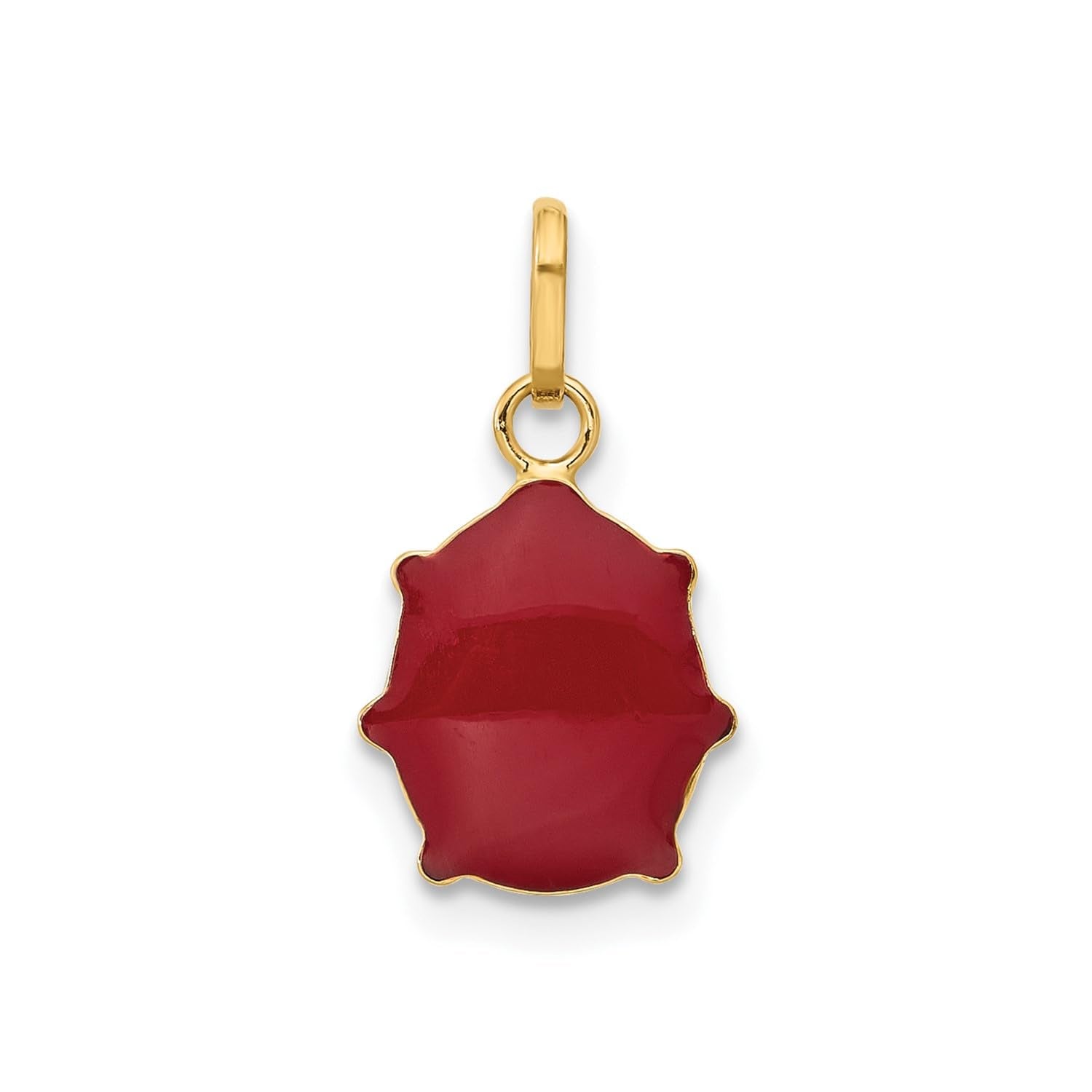 14k Yellow Gold Red Enameled Ladybug Pendant - JewelryAffairs