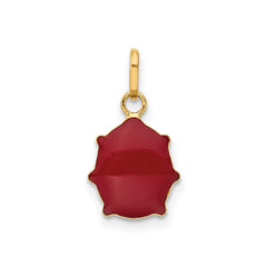 14k Yellow Gold Red Enameled Ladybug Pendant - JewelryAffairs