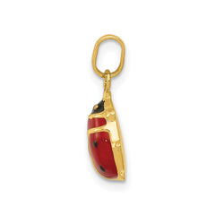 14k Yellow Gold Red Enameled Ladybug Pendant - JewelryAffairs