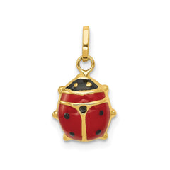 14k Yellow Gold Red Enameled Ladybug Pendant - JewelryAffairs