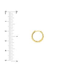14k Yellow Gold Ribbed Hoop Earrings, 13mm Diameter