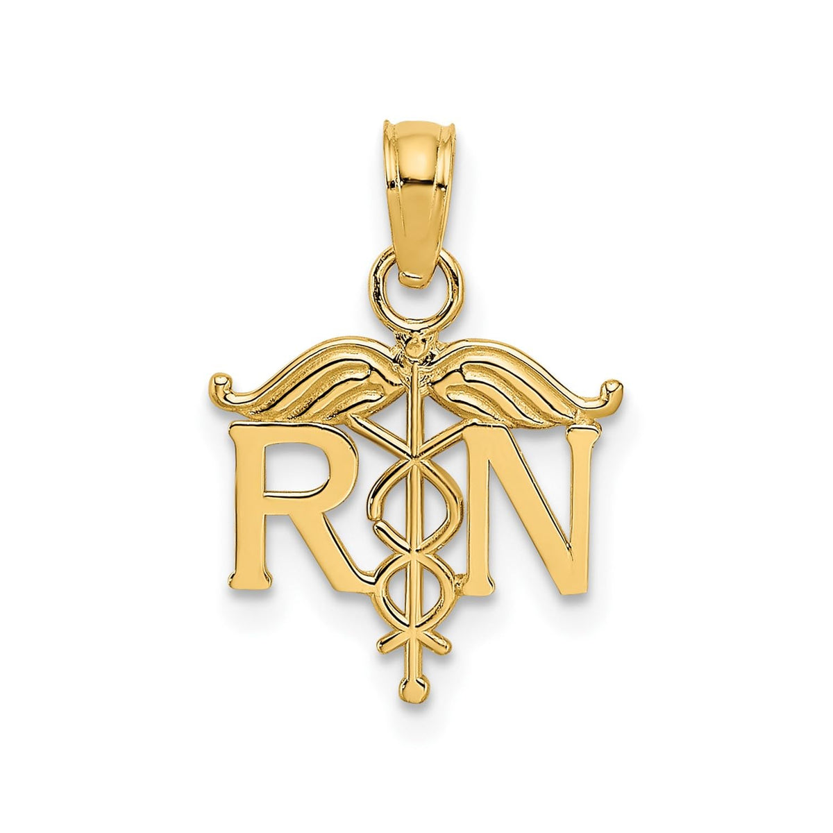 14k Yellow Gold RN Registered Nurse Pendant, 15x12mm - JewelryAffairs