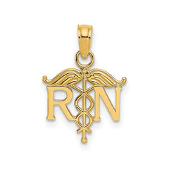14k Yellow Gold RN Registered Nurse Pendant, 15x12mm - JewelryAffairs