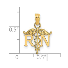 14k Yellow Gold RN Registered Nurse Pendant, 15x12mm - JewelryAffairs