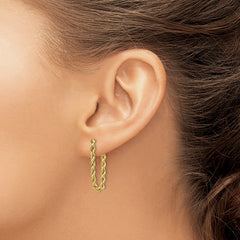 14K Yellow Gold Rope Chain Drop Earrings, 28mm Length, Twisted Design