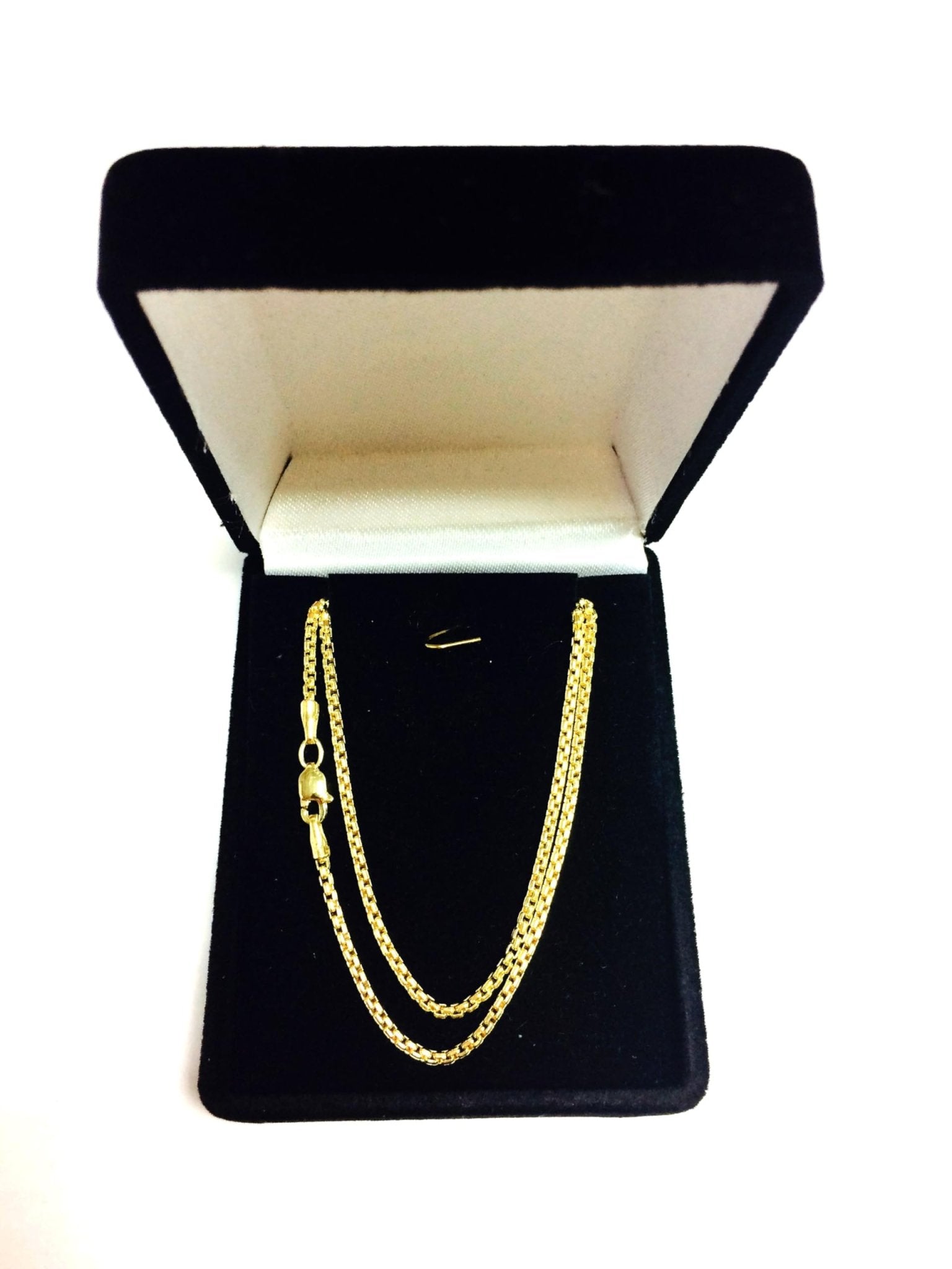 14k Yellow Gold Round Box Chain Necklace, 1.4mm - JewelryAffairs