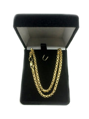 14k Yellow Gold Round Box Chain Necklace, 3.4mm