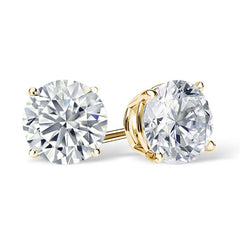 14k Yellow Gold Round VS/SI GH Lab Grown Diamond 4 Prong Stud Post Earrings - JewelryAffairs
