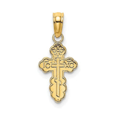 14K Yellow Gold Russian Eastern Orthodox Cross Crucifix Pendant Charm, 12x8mm - JewelryAffairs