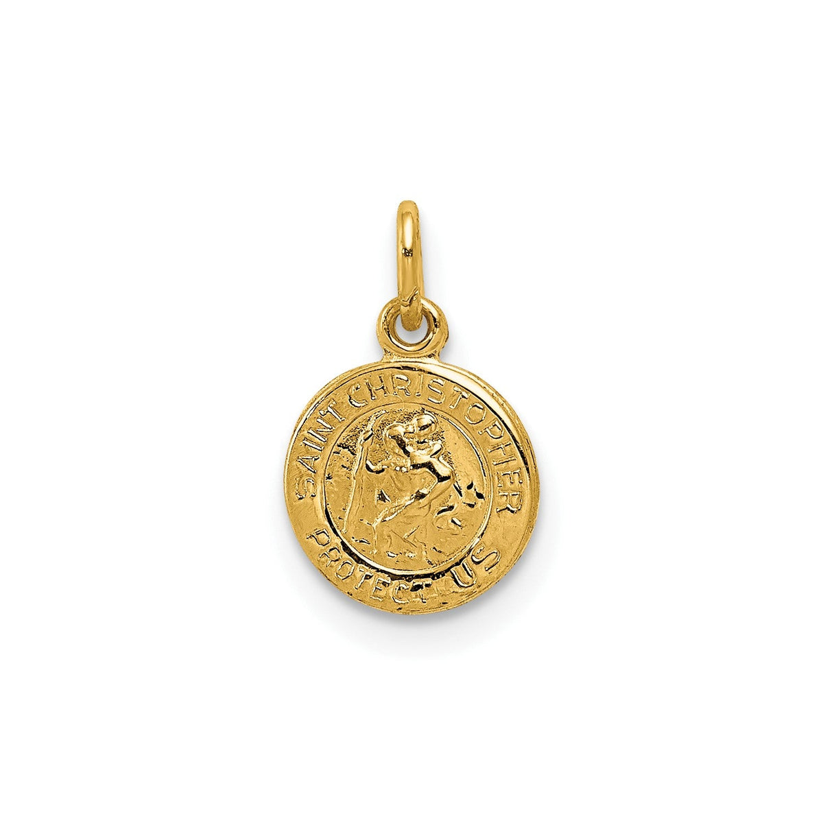 14k Yellow Gold Saint Christopher Medal Charm, 13x8mm - JewelryAffairs
