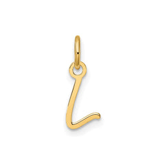 14K Yellow Gold Script Alphabet Initial Letter Charm Pendant, 14mm