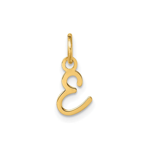 14K Yellow Gold Script Alphabet Initial Letter Charm Pendant, 14mm
