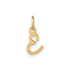 14K Yellow Gold Script Alphabet Initial Letter Charm Pendant, 14mm