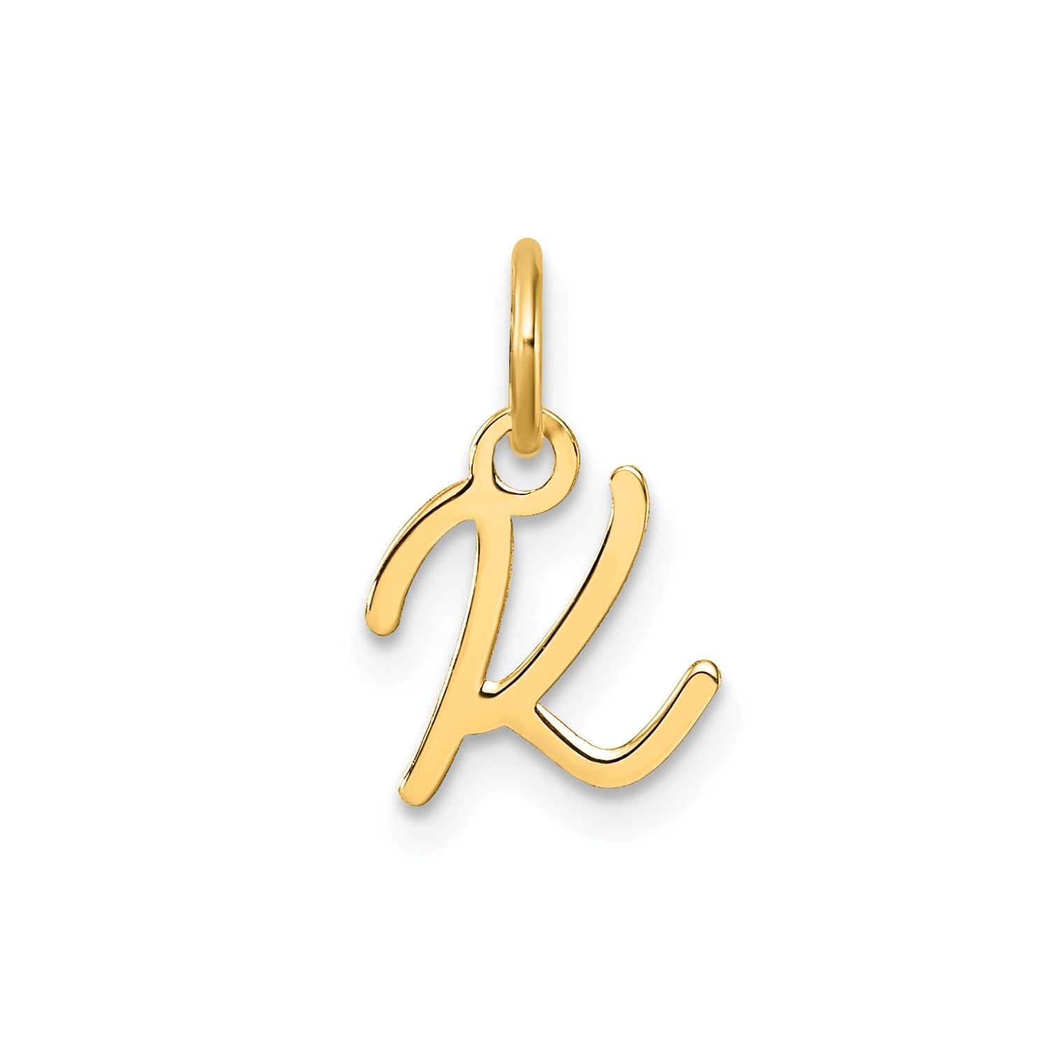 14K Yellow Gold Script Alphabet Initial Letter Charm Pendant, 14mm - JewelryAffairs