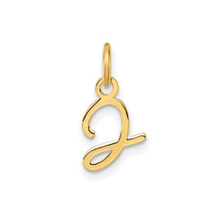 14K Yellow Gold Script Alphabet Initial Letter Charm Pendant, 14mm