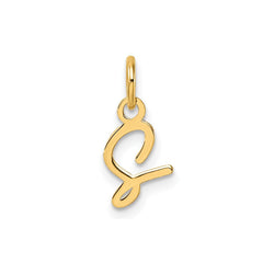 14K Yellow Gold Script Alphabet Initial Letter Charm Pendant, 14mm
