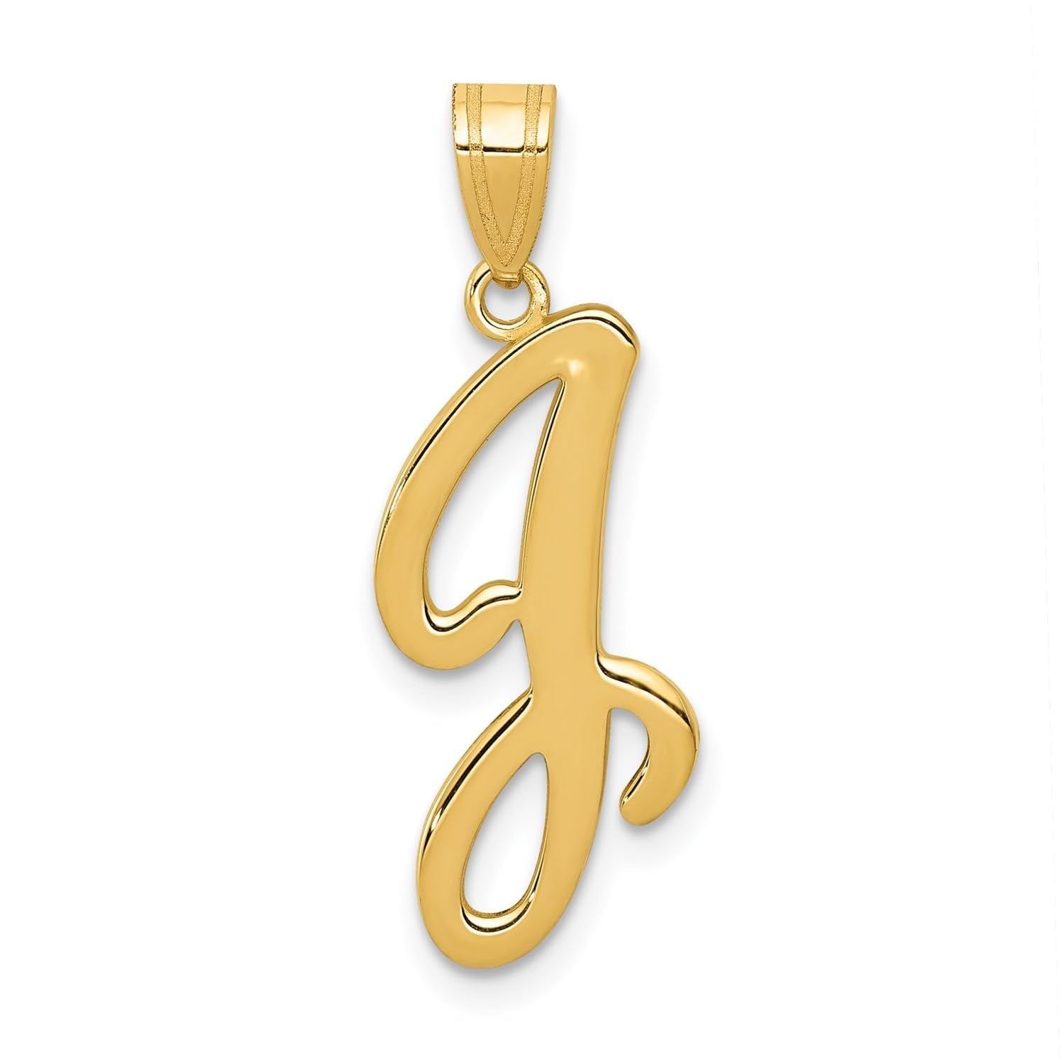 14K Yellow Gold Script Font Initial Monogram Pendant, 13mm - JewelryAffairs