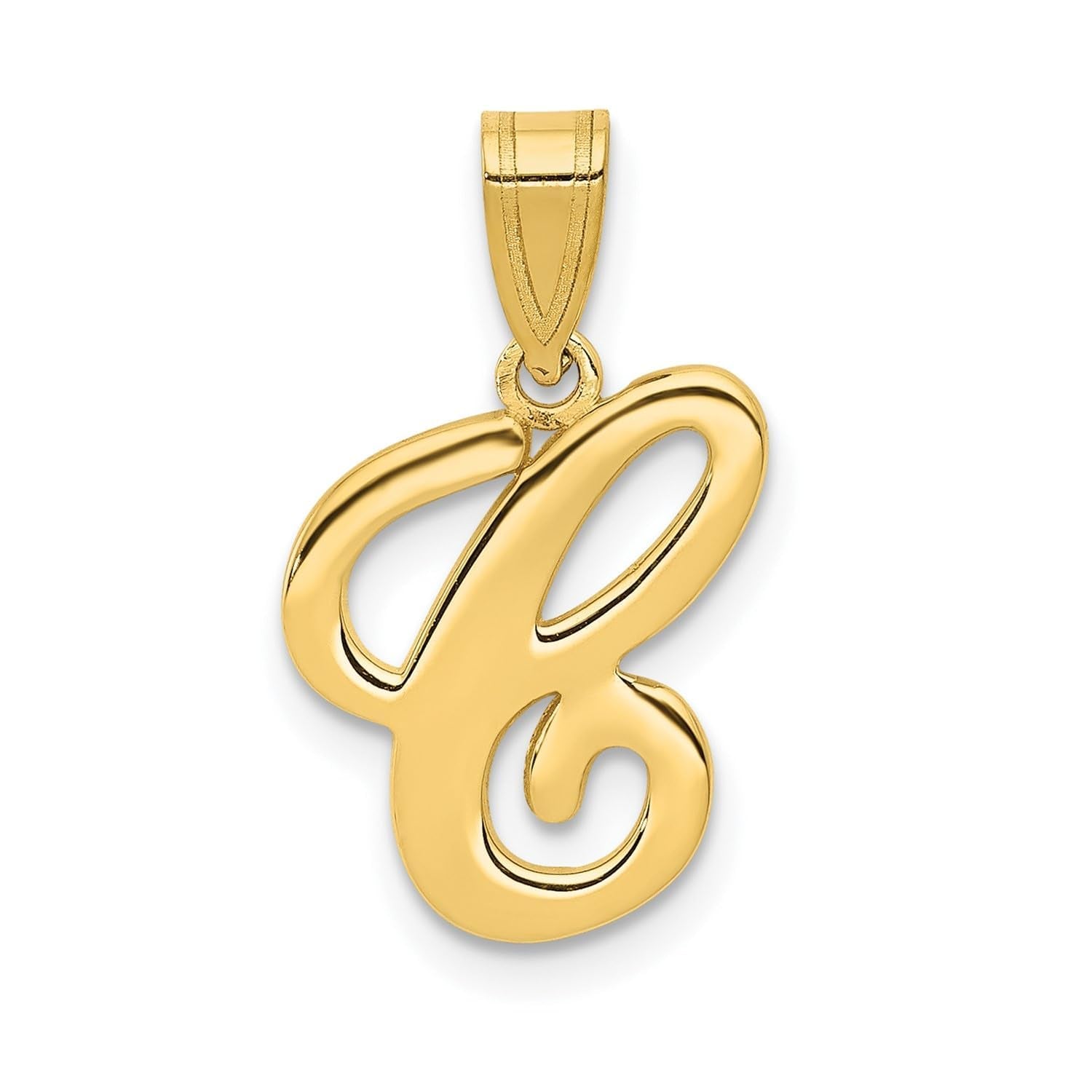 14K Yellow Gold Script Font Initial Monogram Pendant, 13mm - JewelryAffairs