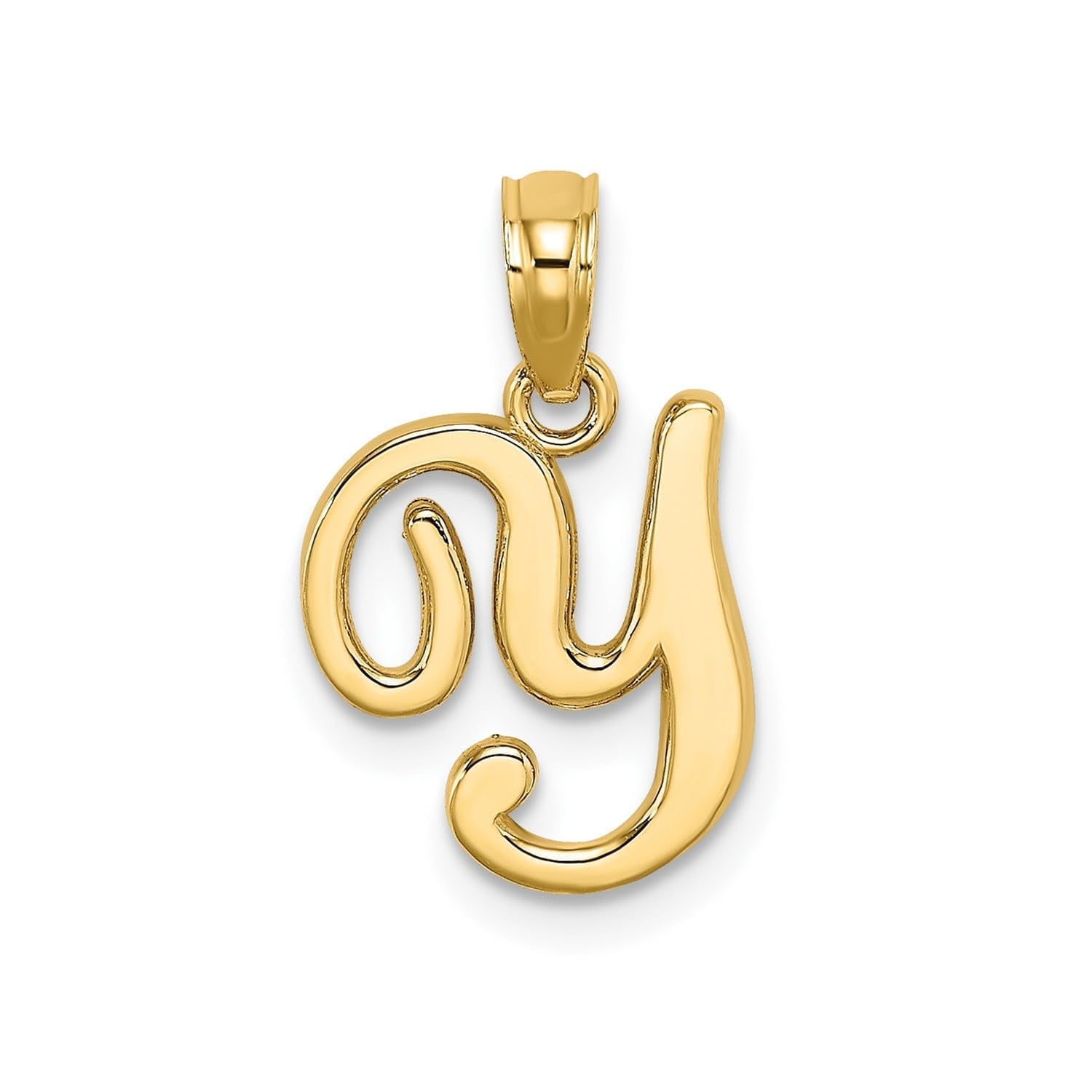 14K Yellow Gold Script Font Initial Monogram Pendant, 13mm - JewelryAffairs