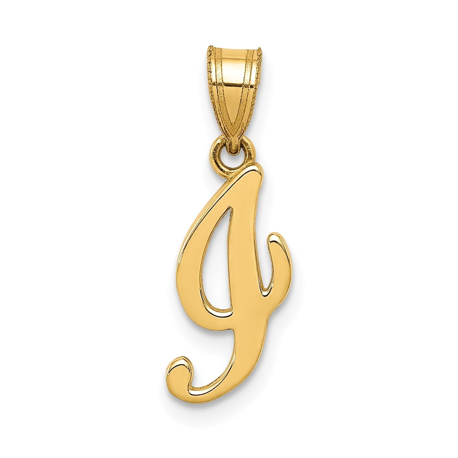 14K Yellow Gold Script Font Initial Monogram Pendant, 13mm - JewelryAffairs