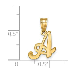 14K Yellow Gold Script Font Initial Monogram Pendant, 13mm - JewelryAffairs