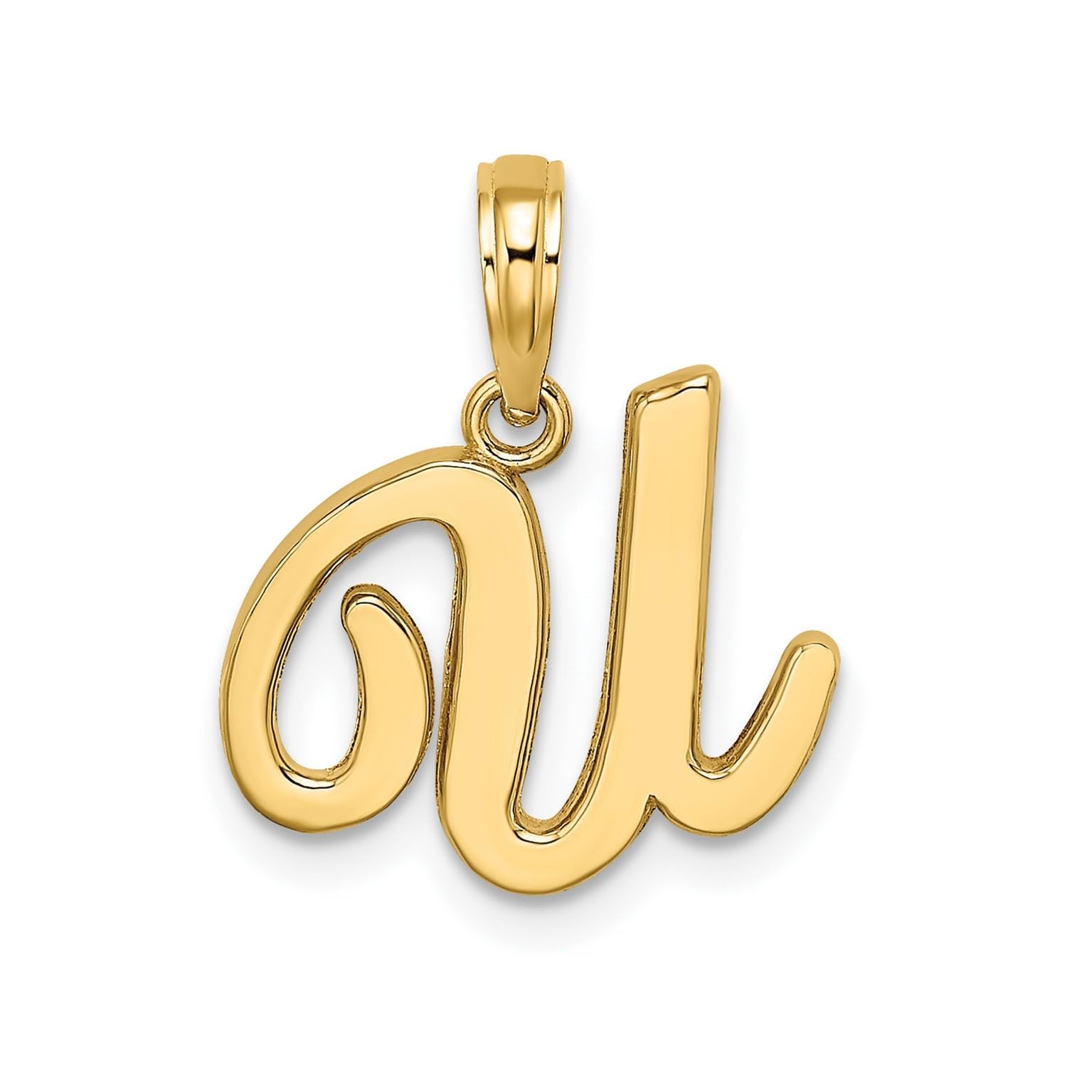 14K Yellow Gold Script Font Initial Monogram Pendant, 13mm - JewelryAffairs