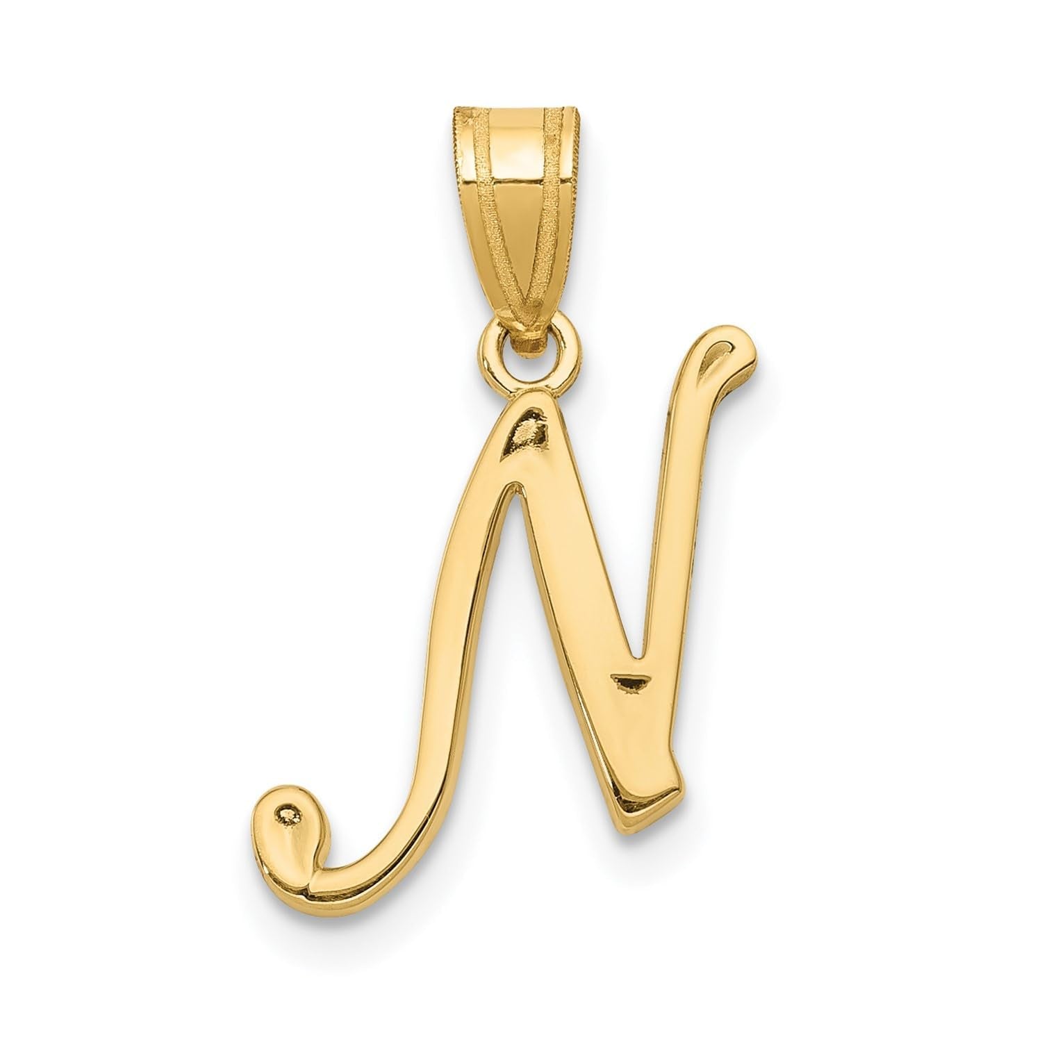 14K Yellow Gold Script Font Initial Monogram Pendant, 13mm - JewelryAffairs