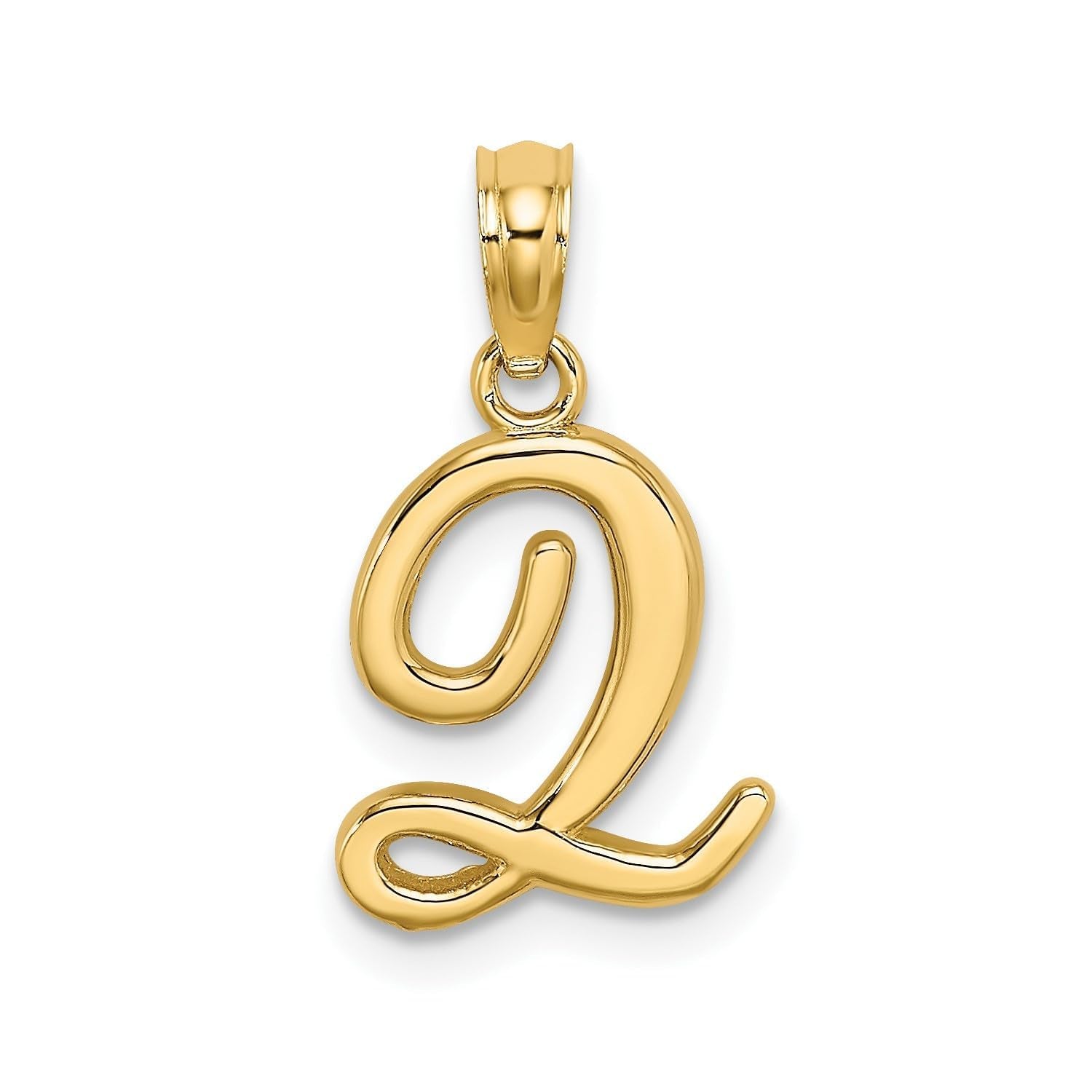 14K Yellow Gold Script Font Initial Monogram Pendant, 13mm - JewelryAffairs