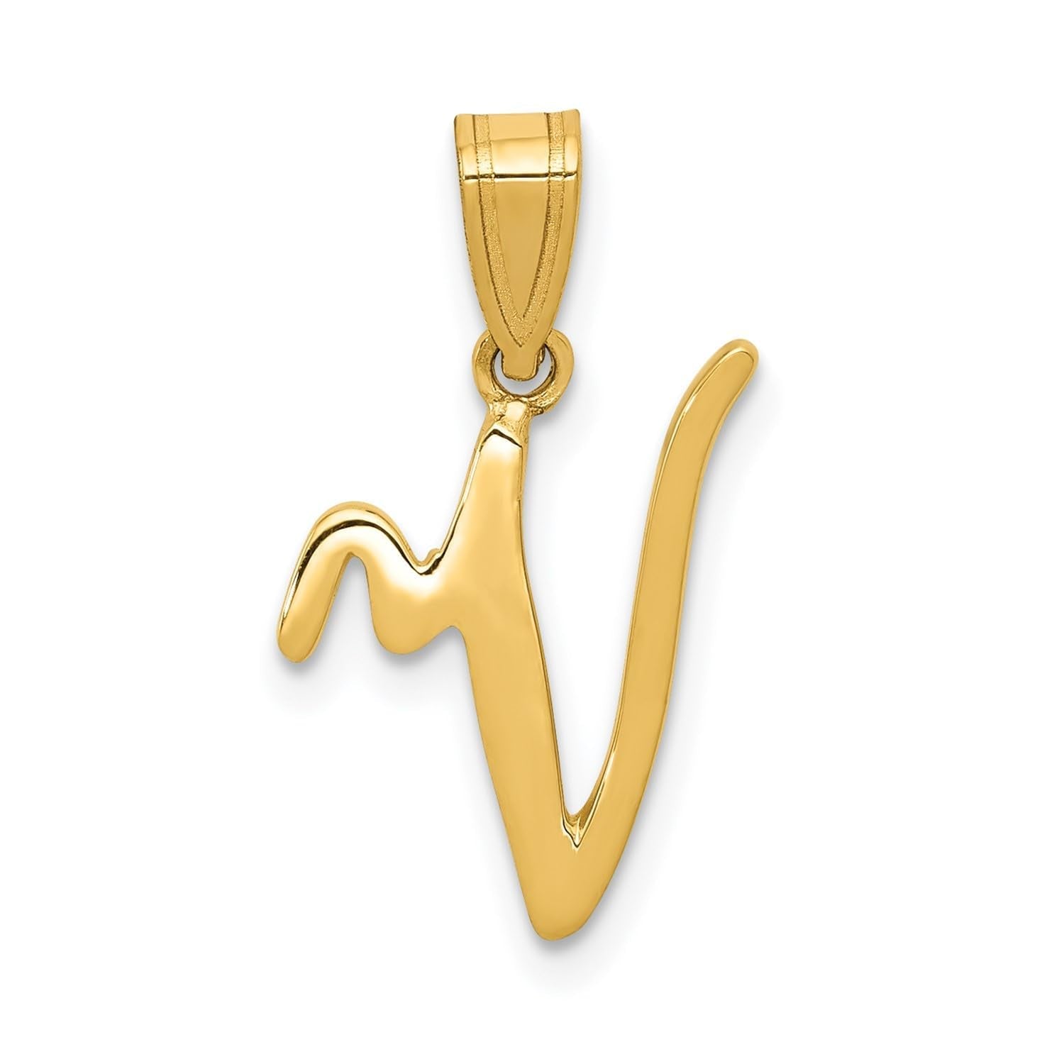 14K Yellow Gold Script Font Initial Monogram Pendant, 13mm - JewelryAffairs