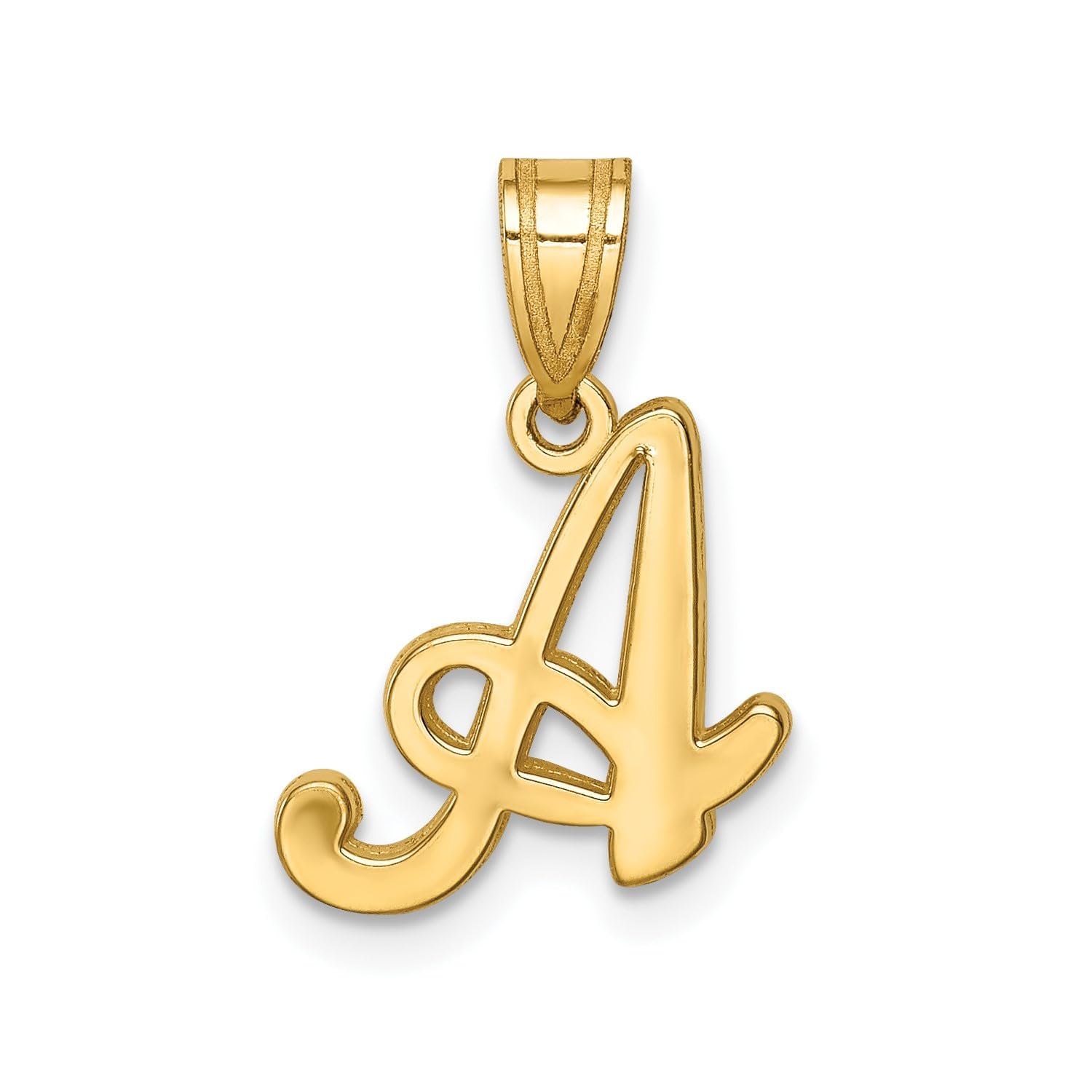 14K Yellow Gold Script Font Initial Monogram Pendant, 13mm - JewelryAffairs
