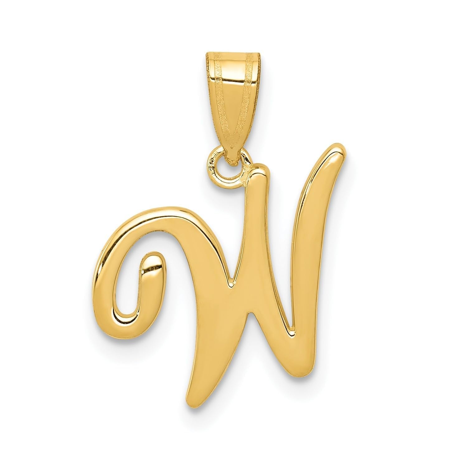 14K Yellow Gold Script Font Initial Monogram Pendant, 13mm - JewelryAffairs