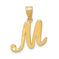 14K Yellow Gold Script Font Initial Monogram Pendant, 13mm - JewelryAffairs
