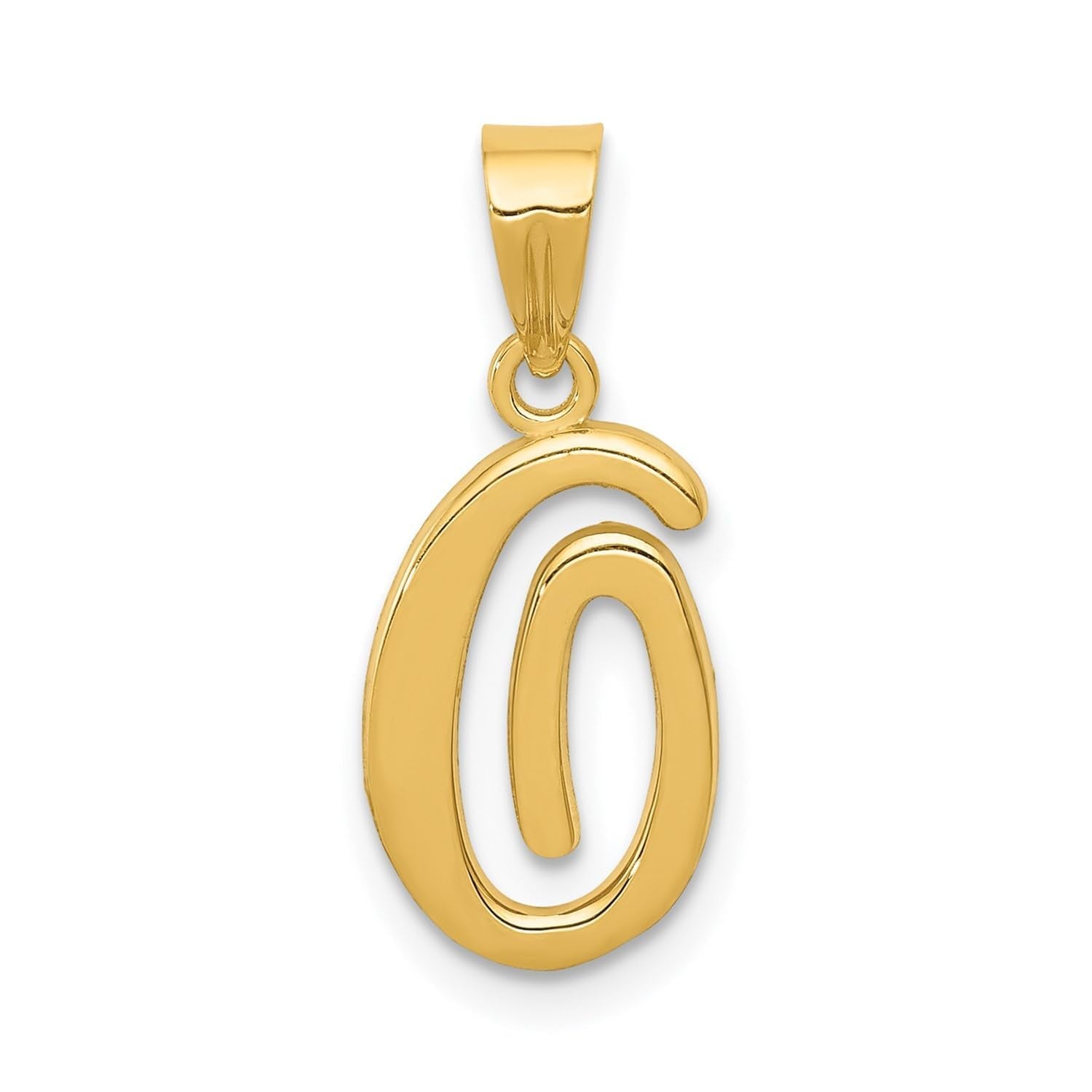 14K Yellow Gold Script Font Initial Monogram Pendant, 13mm - JewelryAffairs